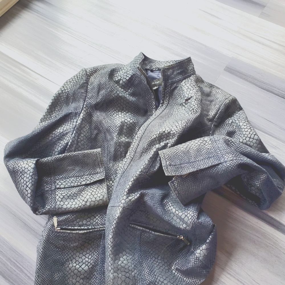 ALFANI snake print leather jacket